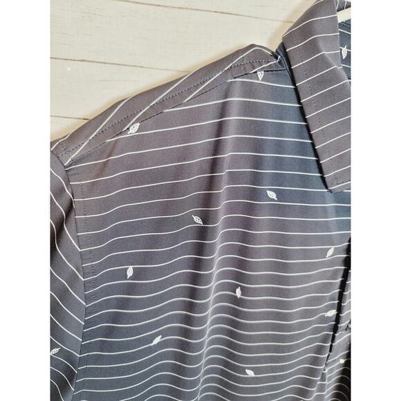 FOOTJOY GRAY STRIPE W LEAF DETAIL GOLF POLO, SZ XL - Picture 3 of 13